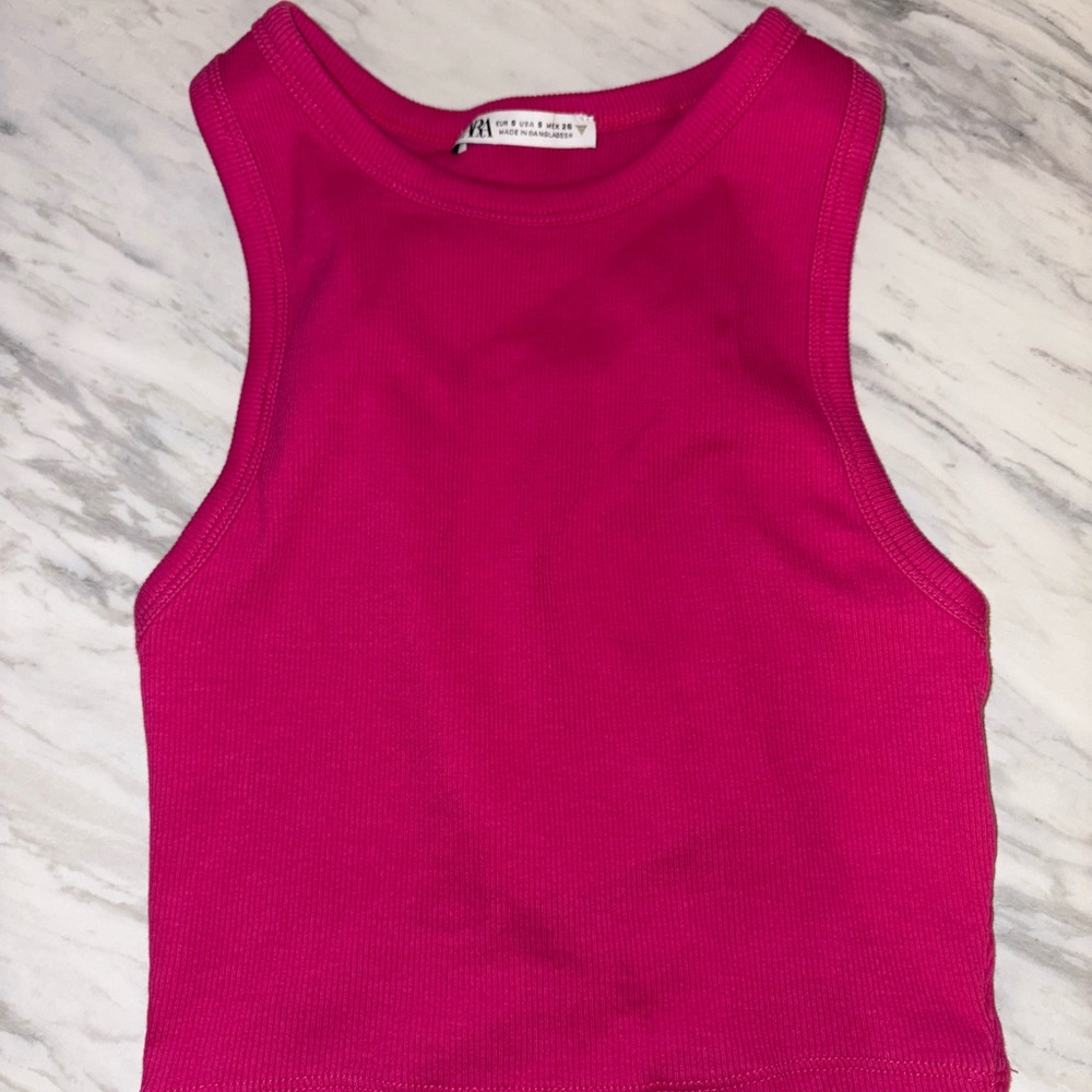 Zara Fuchsia Ribbed Top - Picture 2 of 4